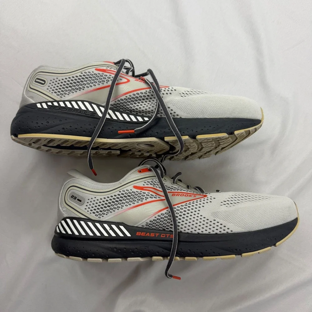 Brooks Beast GTS 23 Running Shoes Mens 12.5 Wide 2E Grey Orange Stability Sneake
